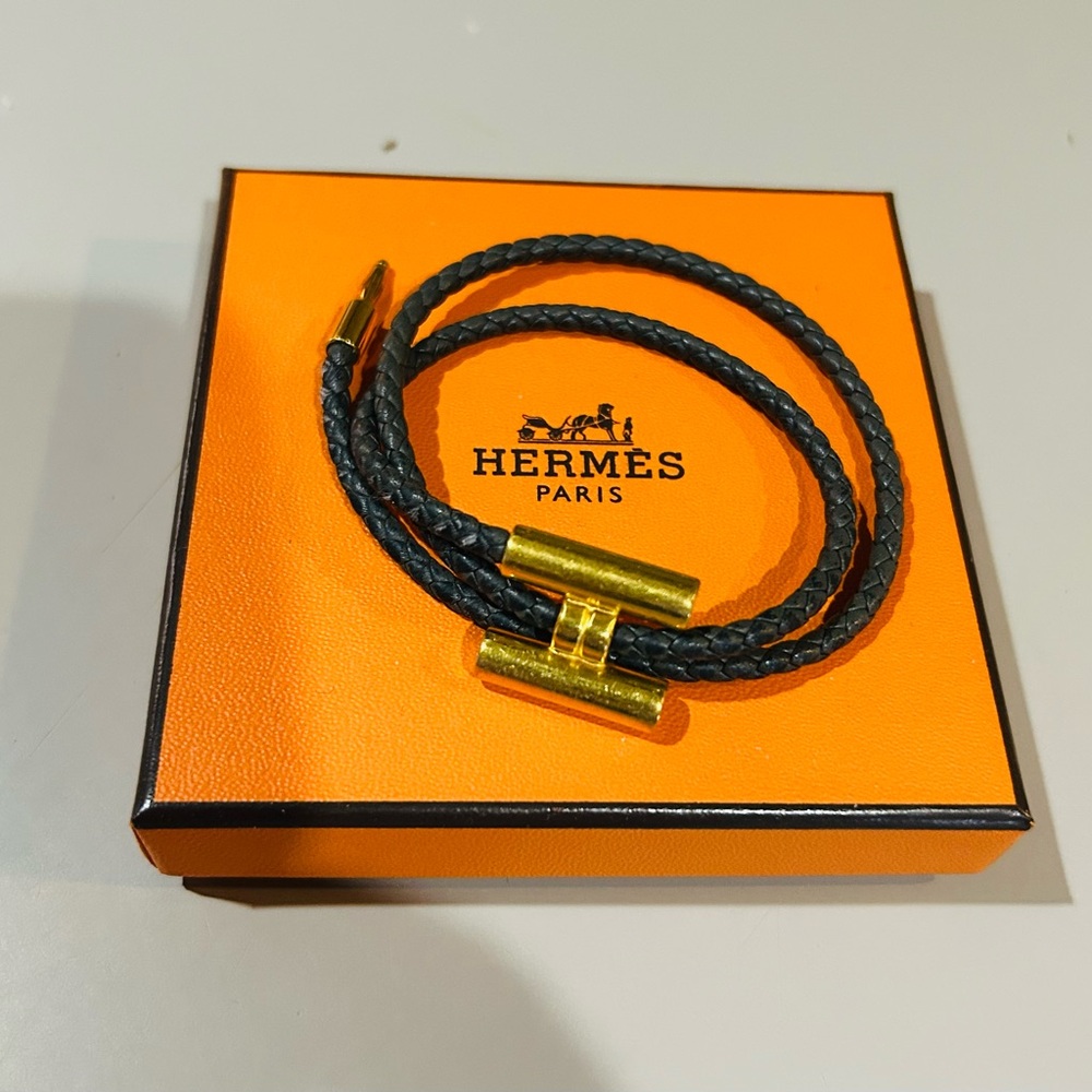 Hermes Black and Gold Men's Bracelet